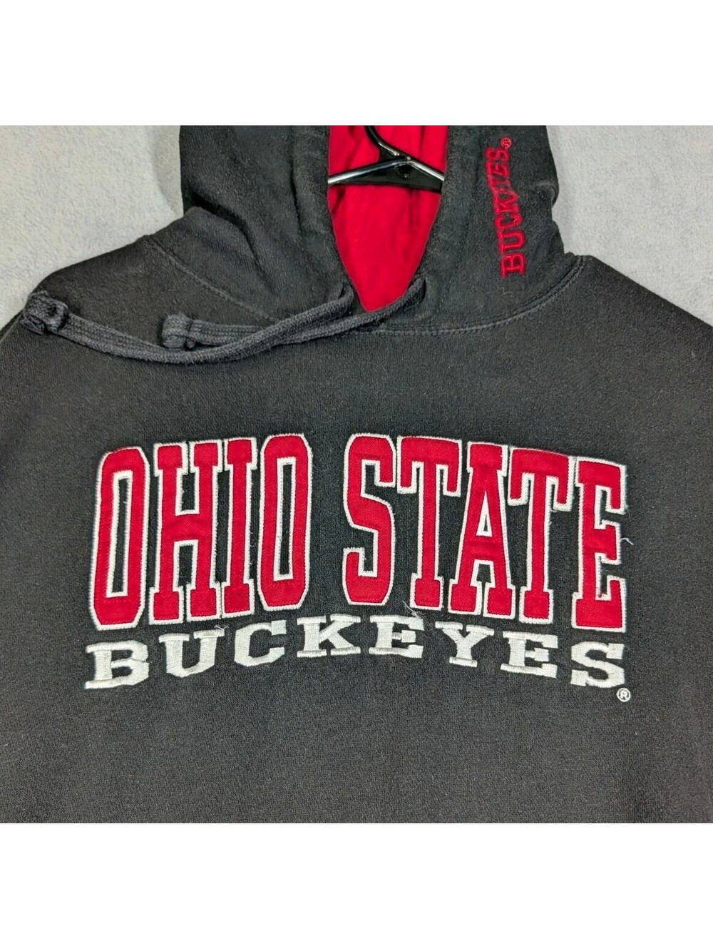 Scarlet Gray Mens L Black Ohio State Buckeyes Hoodie Pullover Sweatshirt College